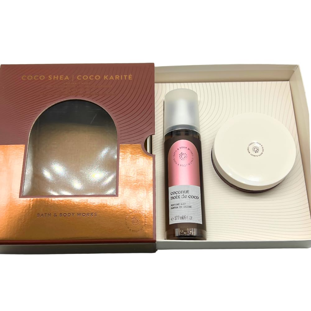 Bath & Body Works COCO SHEA COCO KARITÉ Fragrance Mist & Body Butter 2-piece Gift Set with a Red Bow for Holidays - Limited Edition Beauty and Personal Care Bath & Body Works