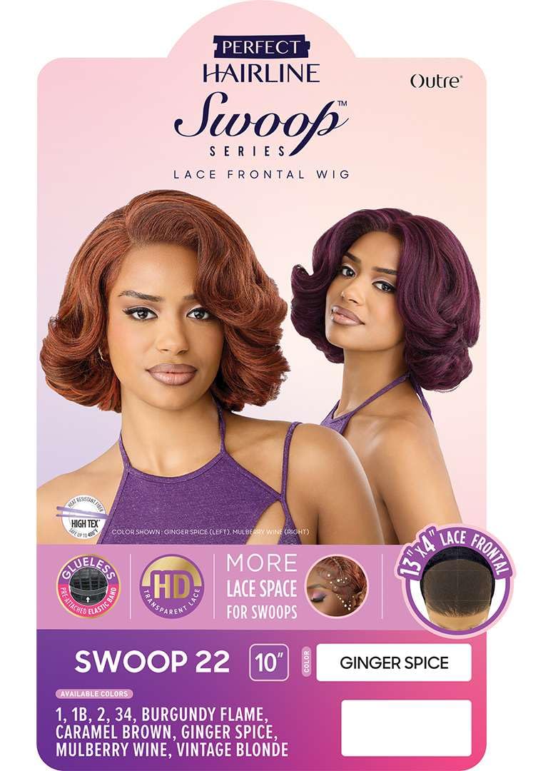 Outre Lace Front Wig - Perfect Hair Line 13X4 - Swoop Series - Swoop 22 (JET BLACK 1)