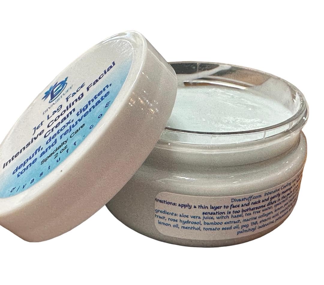 Diva Stuff Jet Lag Face Intensive Cooling Cream Clay Facial Mask, Depuff, Detox, Tighten, Tone and Rejuvenate, 2 oz Beauty & Personal Care Diva Stuff