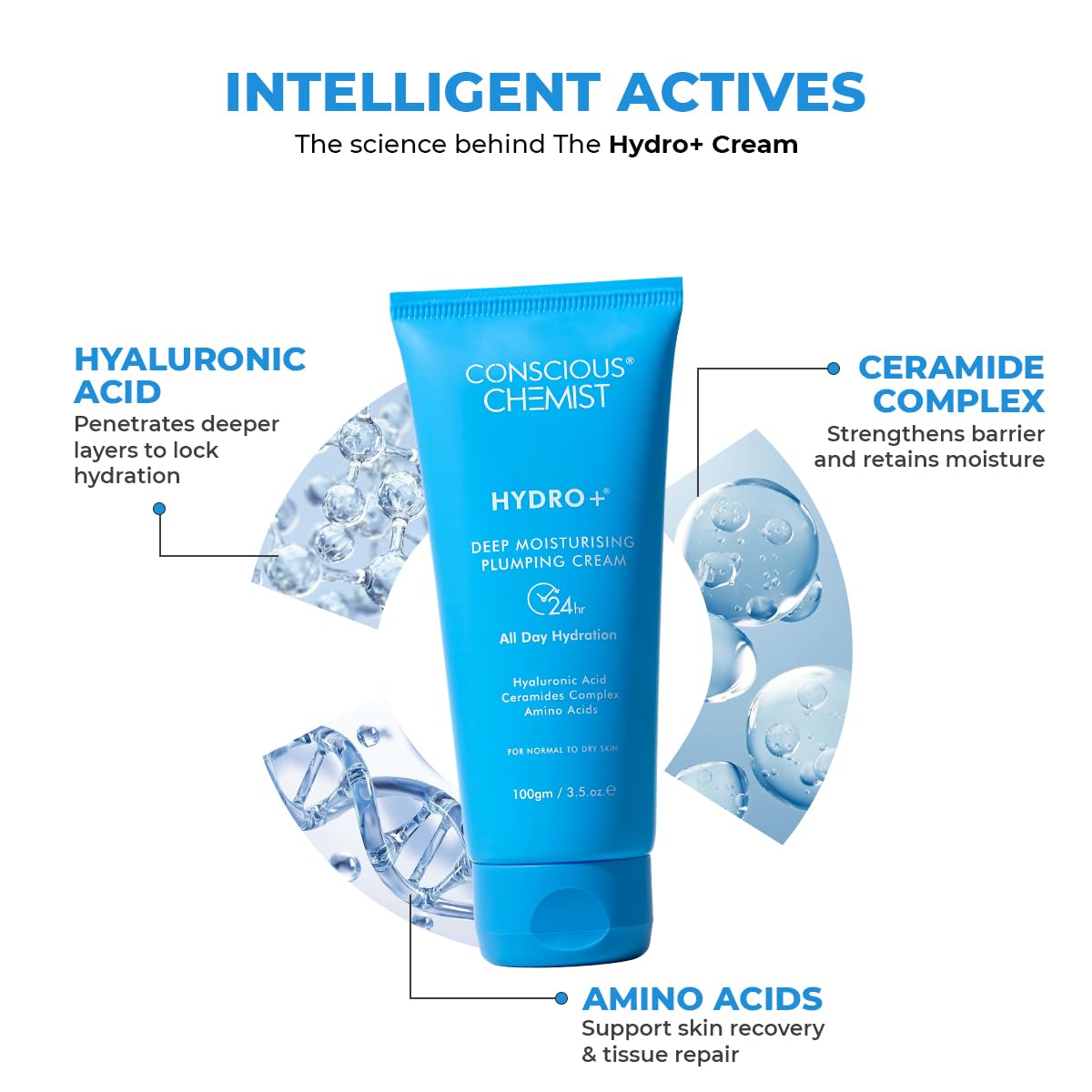 Conscious Chemist™ Hyaluronic Acid Face Gel with Ceramides | Lightweight Gel Cream| Plumps & Hydrates | For Dull & Dehydrated Skin | Fragrance Free Beauty & Personal Care Conscious Chemist