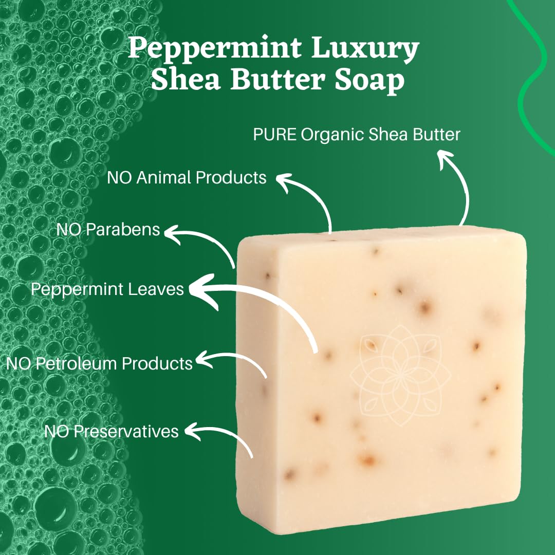 Majestic Lather Peppermint Exfoliating Luxury Bar Soap. For Men & Women. Moisturize, Nourish and Exfoliate Delicate Areas. For All Skin Types. Made in Beauty & Personal Care Majestic Lather