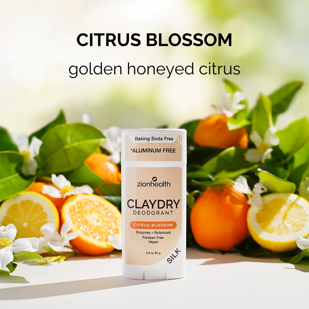 Zion Health Clay Dry Silk Deodorant Stick 2.8 OZ Citrus Blossom Beauty and Personal Care Zion Health