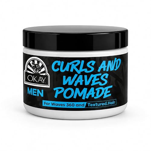 OKAY Men’s Curls & Waves Pomade 4 oz - Medium Hold Styling Pomade for Curly & Wavy Hair, Frizz Control, Moisturizing, Non-Greasy, Defines Texture Beauty & Personal Care OKAY