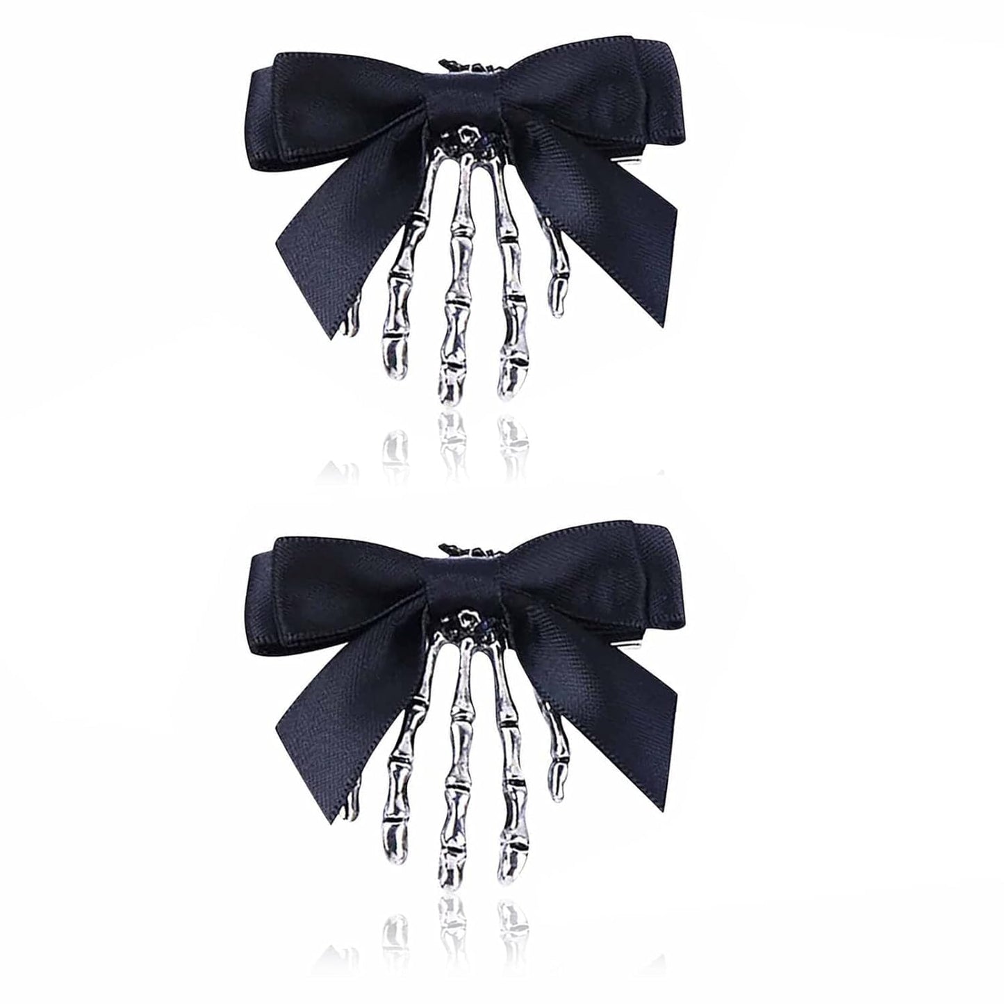 Utavu 2Pcs Skeleton Hand Hair Clips with Bowknot - Cute Skull Claw Hairpins for Girls, Party Cosplay Beauty & Personal Care Utavu