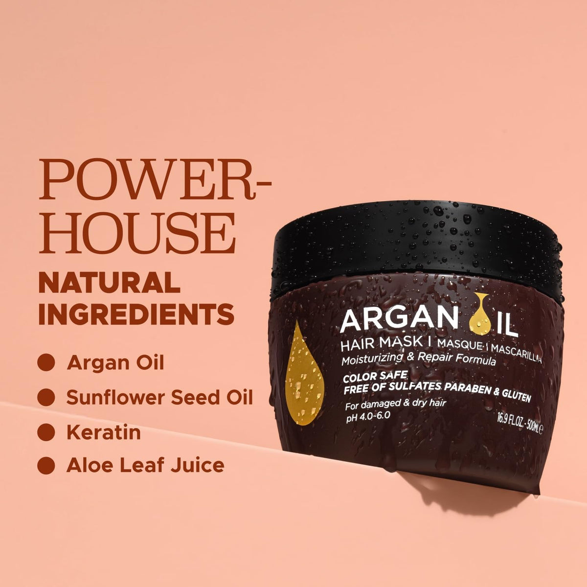 Luseta Argan Oil Hair Mask for Dry Damaged Hair, Repair & Hydration 16.9 Oz