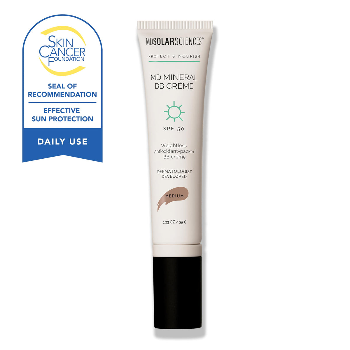 MDSolarSciences Mineral BB Creme SPF 50 | Hydrating, Sheer Tinted Mineral Sunscreen with Niacinamide, Caffeine & Squalane | Blurring, Anti-Aging,