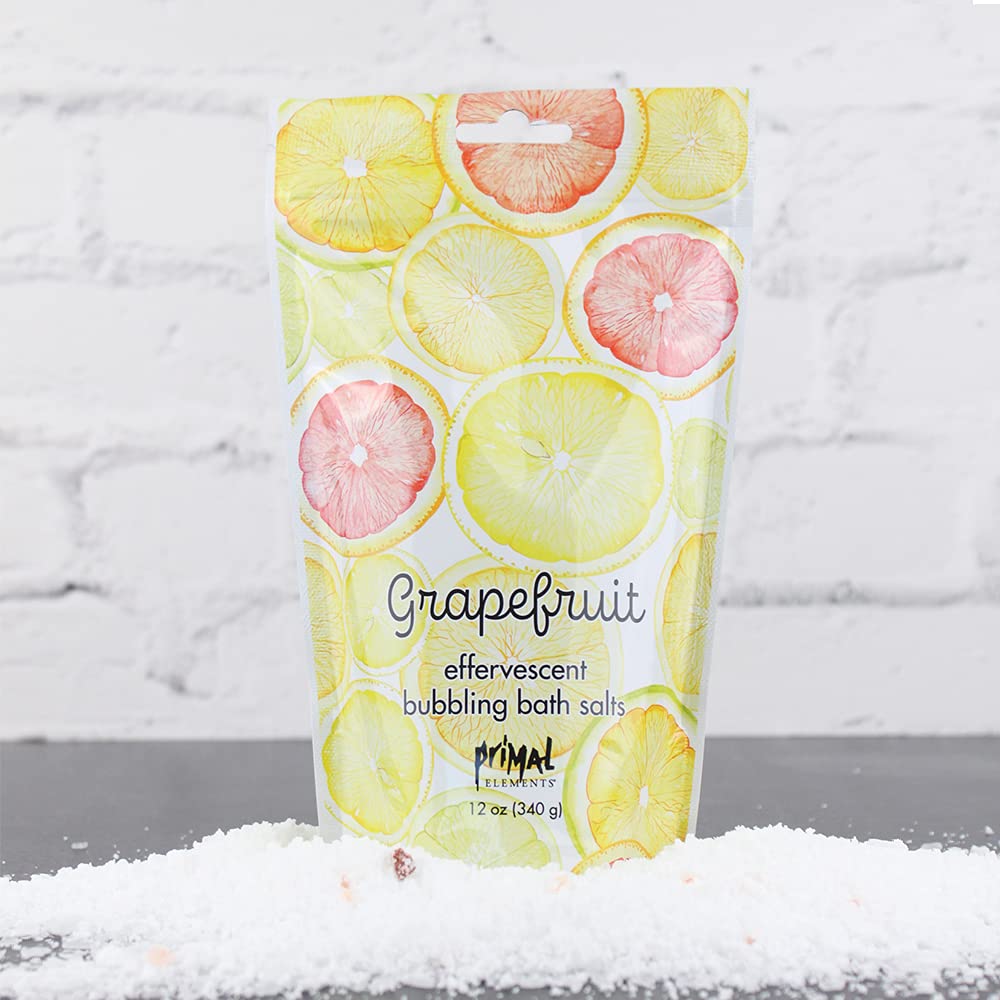 Primal Elements Detoxifying Sea Salt Soak, Bubbling Aromatherapy Salts, Grapefruit, 12 oz Resealable Bag Beauty and Personal Care Primal Elements