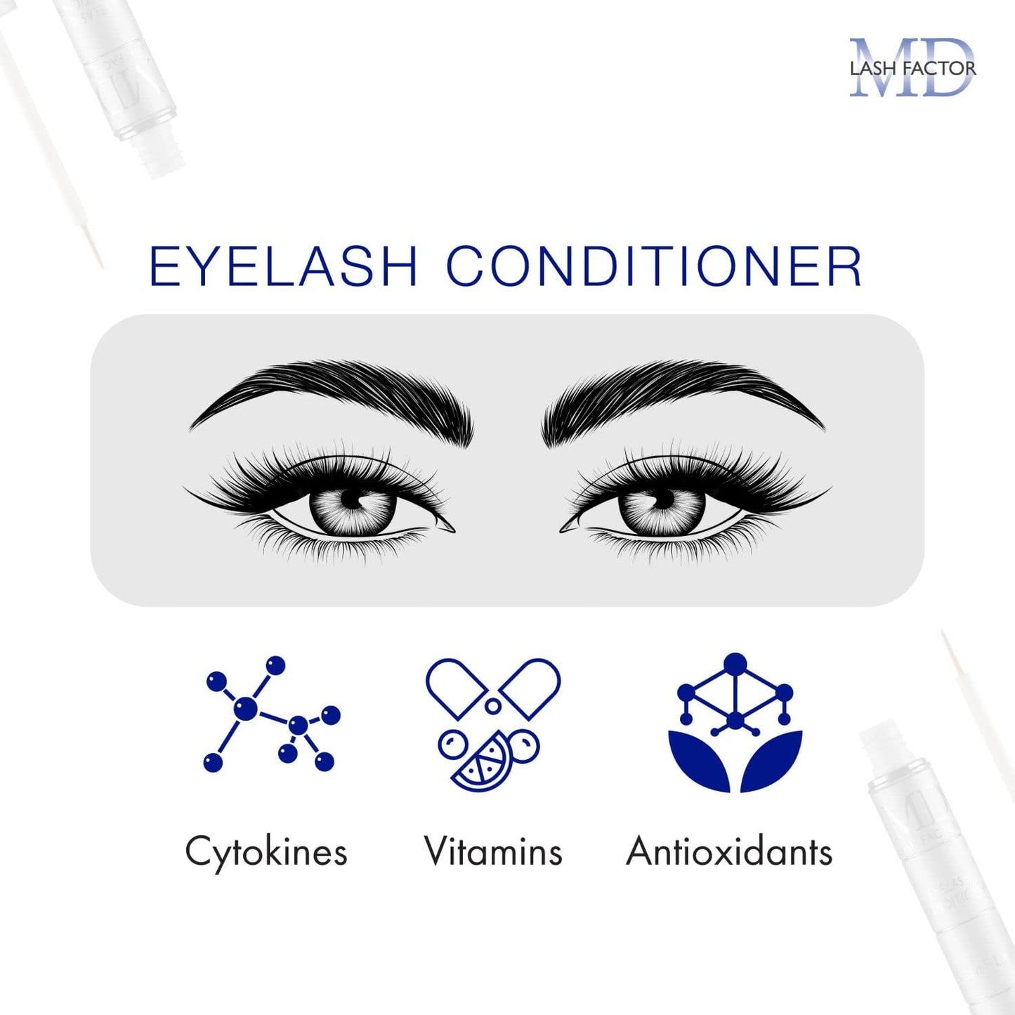 MD Lash Factor Eyelash Conditioner - 0.1 fl oz, 3-Month Supply - Daily Lash Serum with Peptides and Biotin for Thicker Lashes Beauty & Personal Care MD