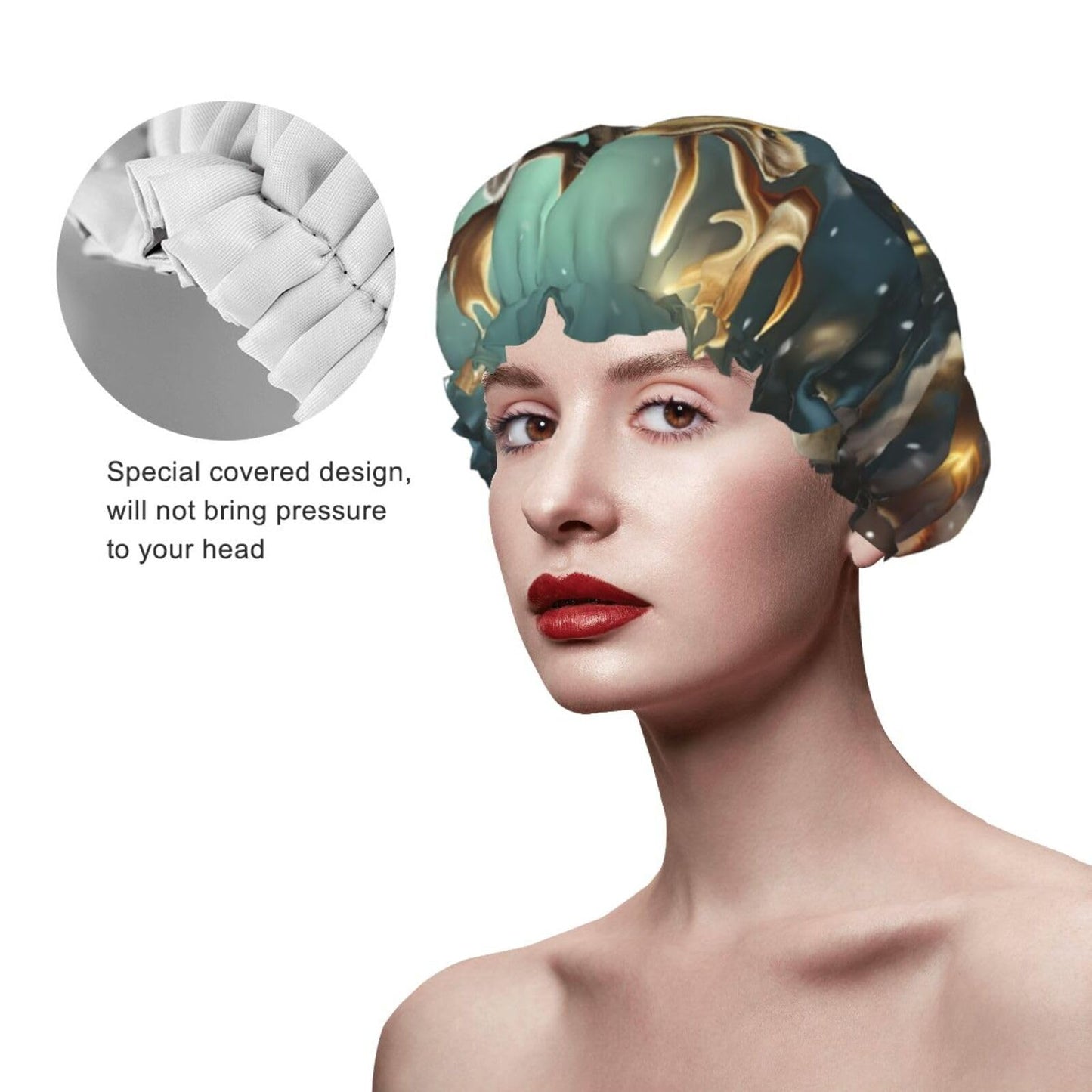 Christmas Gift Reindeer Shower Cap For Women Reusable Double Layers Bathing Bath Cap Hair Caps Waterproof Elastic Band Ladies Spa Salon Shower Hat Beauty and Personal Care GDSHJKLW