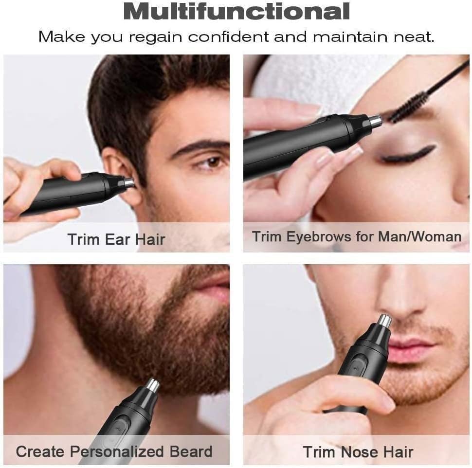 QERMXYRI Electric Dual-Edge Nose Hair Trimmer - Waterproof Blades, Men and Women Facial Hair Remover - Travel-Friendly Beauty and Personal Care QERMXYRI