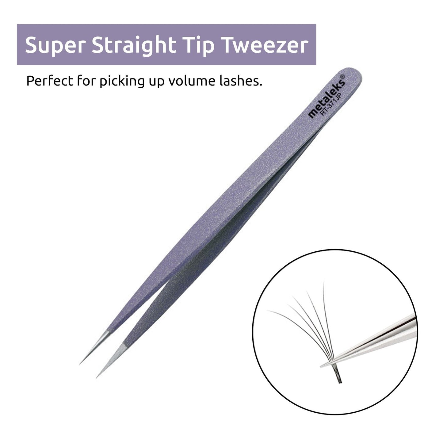 Tweezers for Eyelash Extension Hand Crafted Surgical Stainless Steel Metallic Purple Powder Coated (Supper Straight Tip.) Beauty & Personal Care metaleks