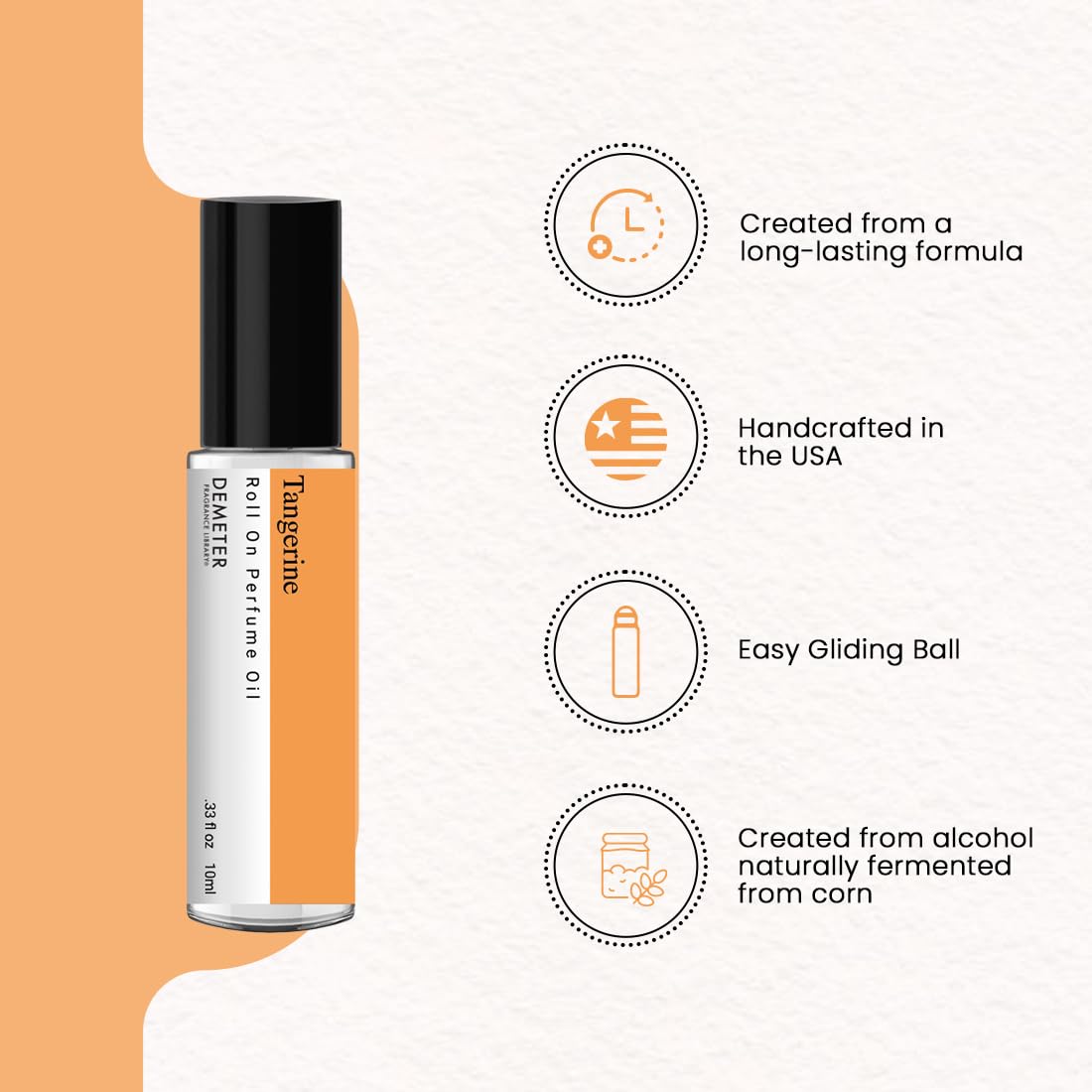DEMETER Tangerine Roll On Perfume Oil, 0.33 Oz, Long-Lasting Beauty & Personal Care DEMETER