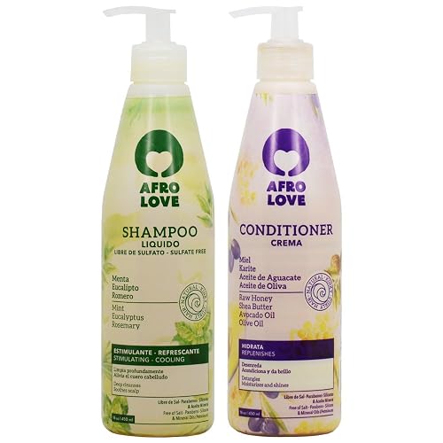 Afro Love Shampoo & Conditioner Set - 16oz Refreshing Shampoo & 16oz Hydrating Conditioner - Sulfate-Free, Nourishing for Natural, Curly & Coily Hair Beauty & Personal Care Afro Love