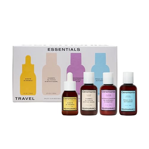 Ceremonia The Waves & Curls Travel Set | 4 Piece Mini Hair Care Set for Curly, Textured Hair | Includes Scalp Oil, Shampoo, Conditioner, Hair Serum Beauty & Personal Care Ceremonia