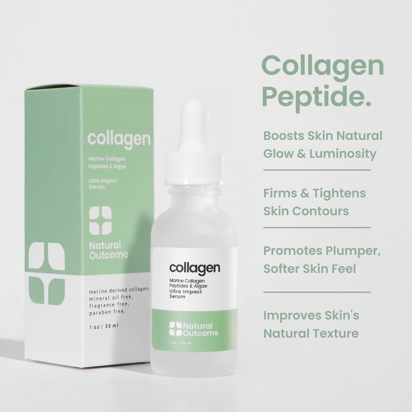 Collagen Peptide Serum for Face, Daily Firming, Lifting and Wrinkle Reducing Facial Serum with Marine Derived Collagen and Hyaluronic Acid 1 oz Beauty & Personal Care natural outcome