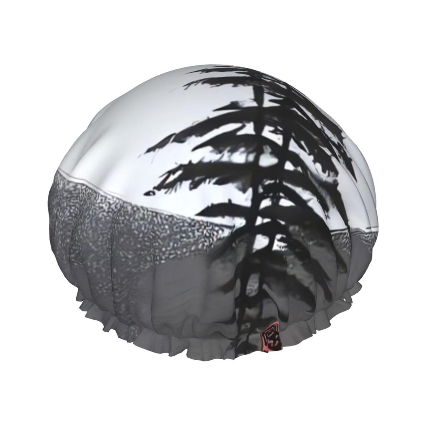 Moon Pine Tree Shower Cap for Women Men Large Reusable Shower Bonnet Double-Layer Waterproof Bath Caps Elastic Band Hair Hat for All Hairstyles Beauty and Personal Care BWLHJKE