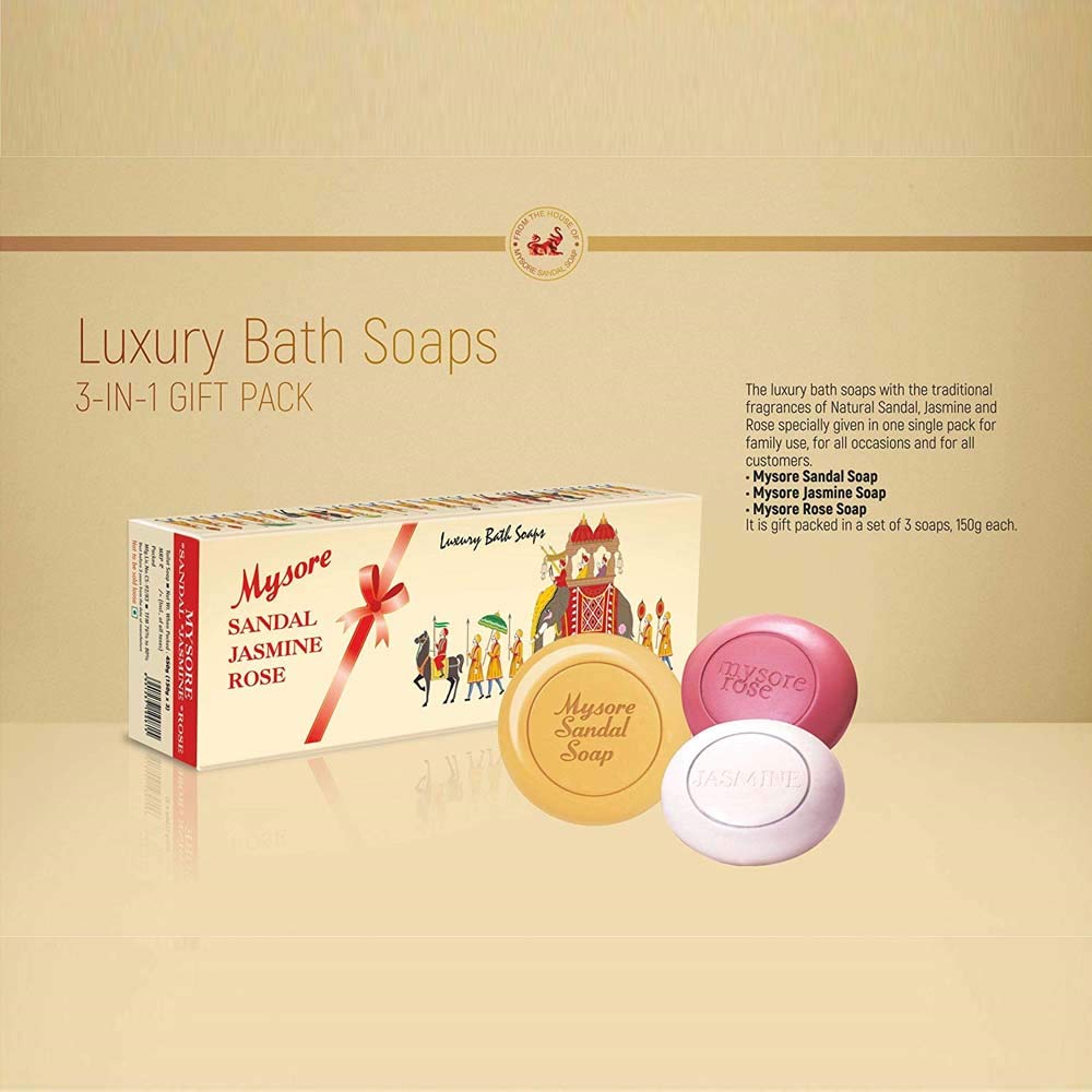 Mysore Sandal, Jasmine and Rose Bath Soaps 5.3oz Each Beauty & Personal Care Mysore Sandal