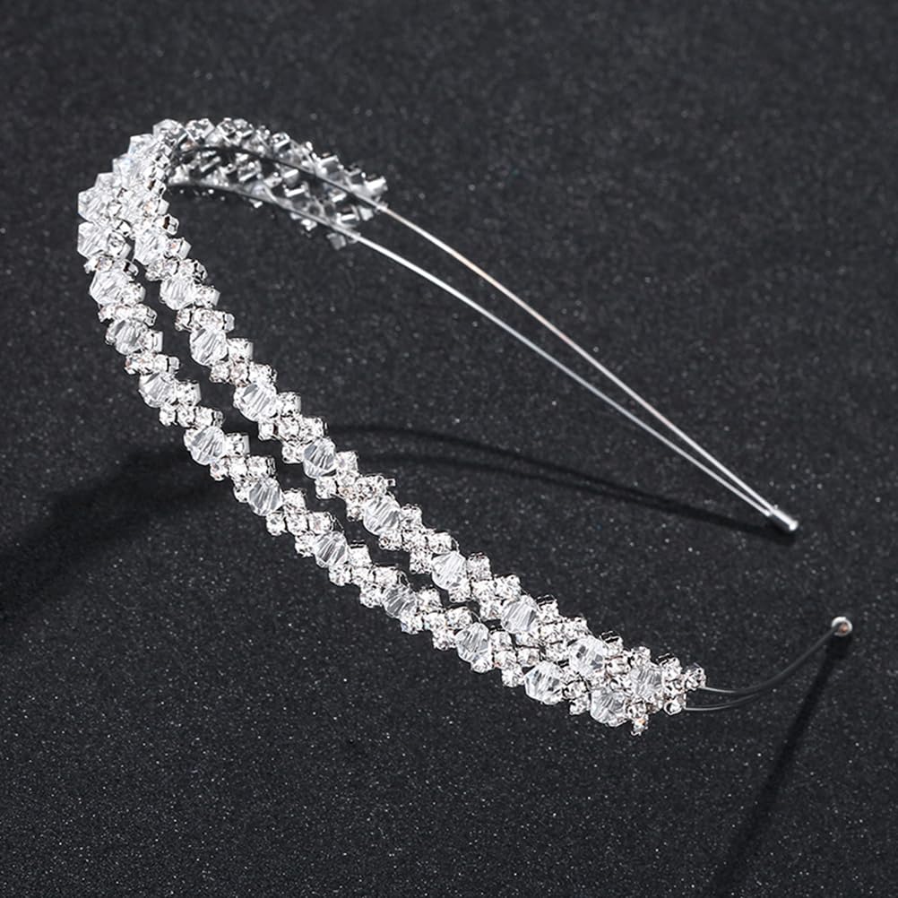 Double Layer Silver Hair Hoop Rhinestone Headband Wedding Hair Loop Hair Clasp Hair Band Bridal Hair Accessories