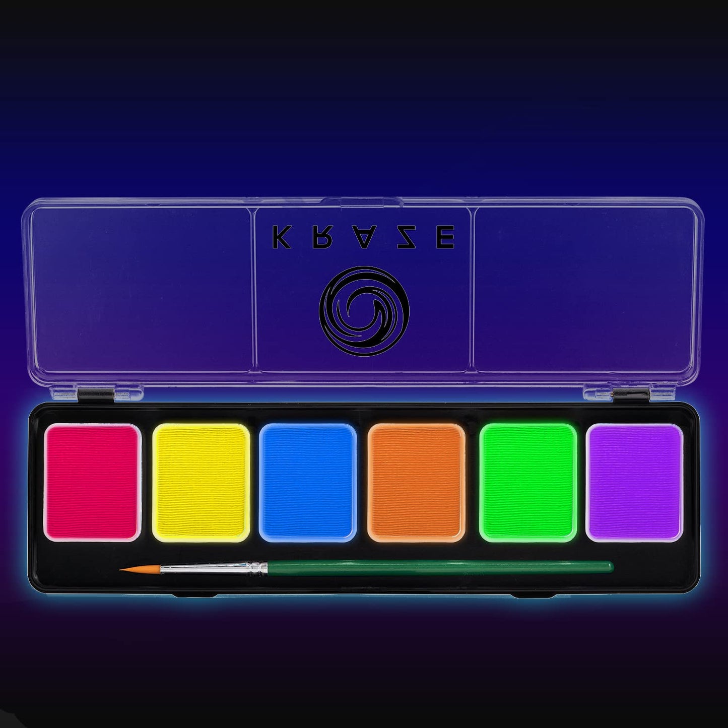 Kraze FX 6 Color Neon Face& Body Paint Palette (6 gram) with Brush - Water Activated, Professional UV Glow Blacklight Reactive Face Painting Kit Beauty & Personal Care Kraze FX