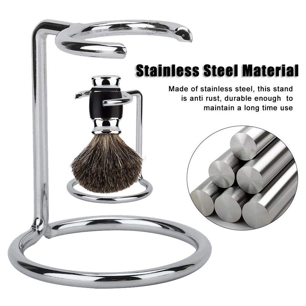 Shaving Brush Stand, Shave Brush Stand, Shaving Stand Artistic Lightweight Stainless Steel Silver Shaving Brush Holder Safety Brush Kit Suitable Beauty and Personal Care Zetiling