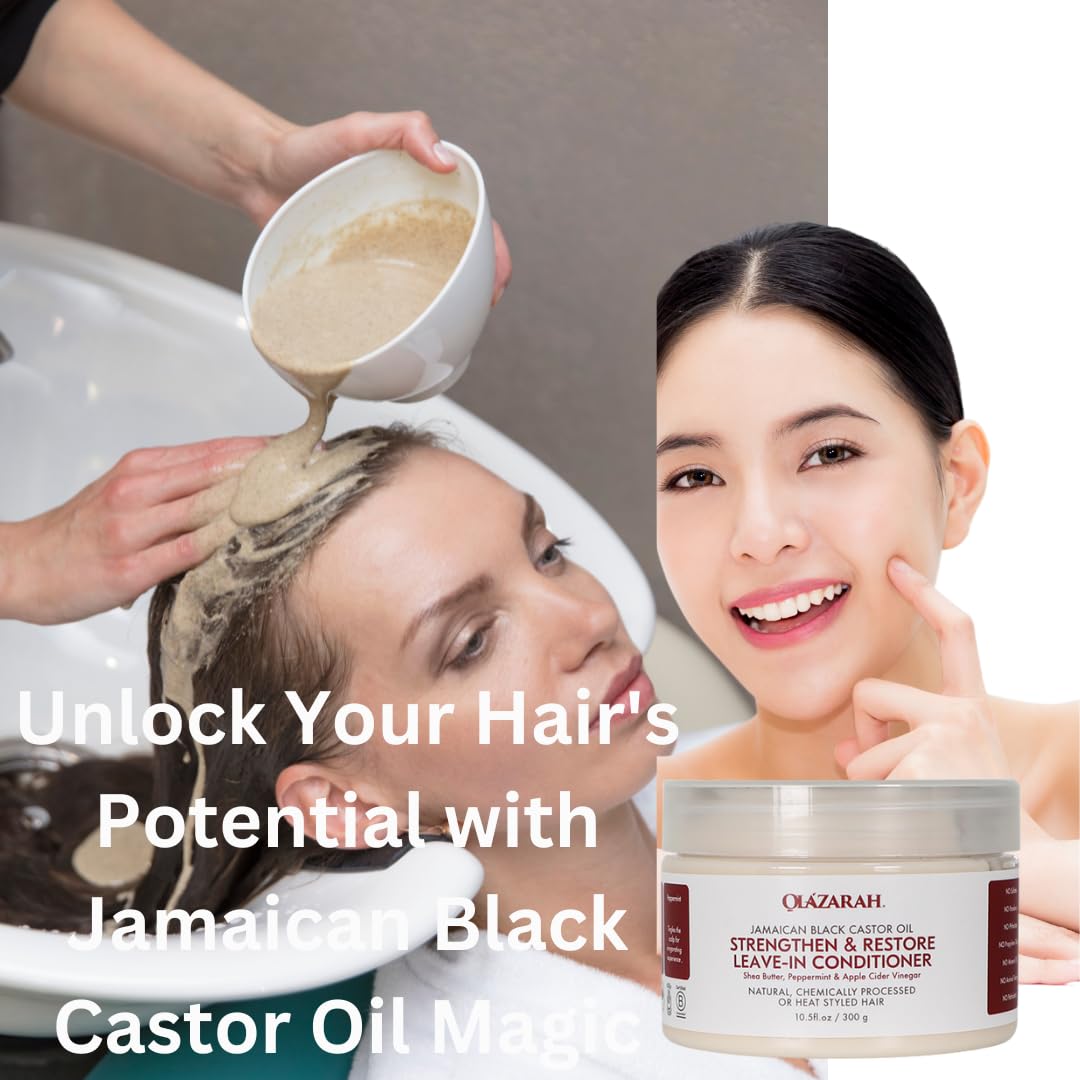 OLAZARAH Jamaican Black Castor Oil Hair Care Bundle | Conditioner(17 Fl. oz), Shampoo(17 Fl.oz), Leave-in Conditioner(10 oz) | Fortify, Strengthen Beauty & Personal Care OLAZARAH