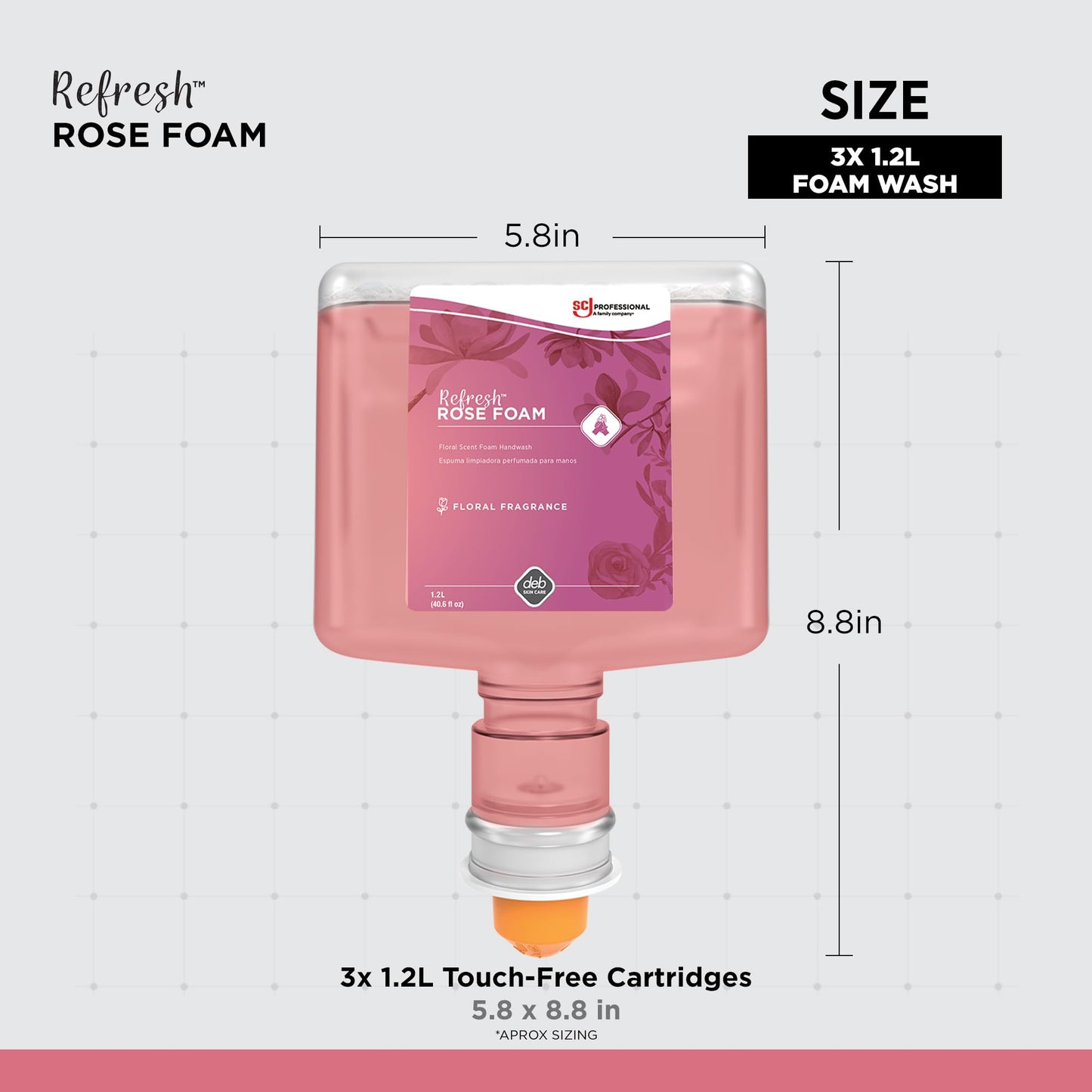 SC Johnson Professional REFRESH ROSE FOAM HAND SOAP TOUCH FREE 1.2 LITERS, 3 PACK Beauty & Personal Care SC Johnson Professional
