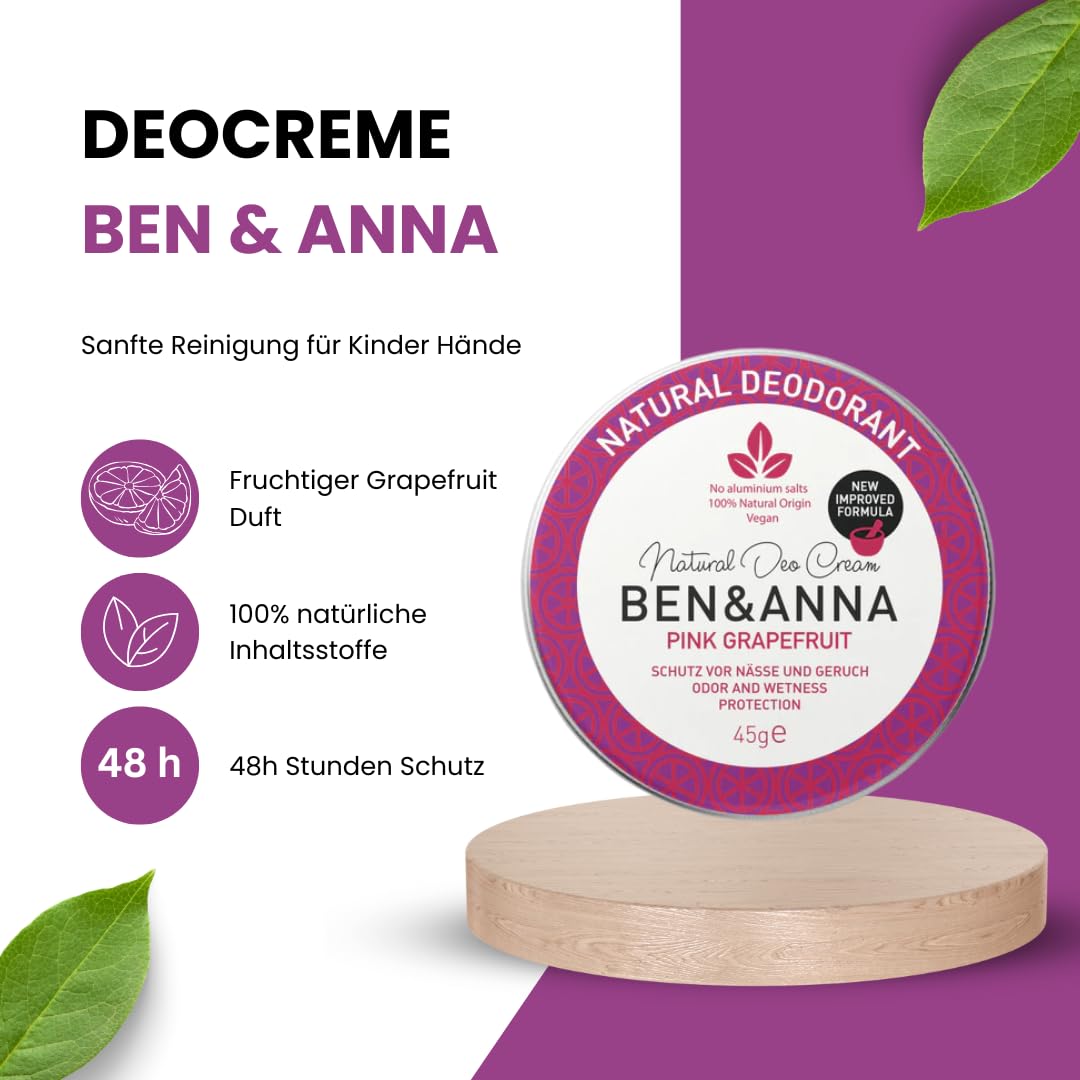 Ben & Anna Natural Pink Grapefruit Cream Deodorant Tin 1.59 oz Beauty and Personal Care Ben & Anna
