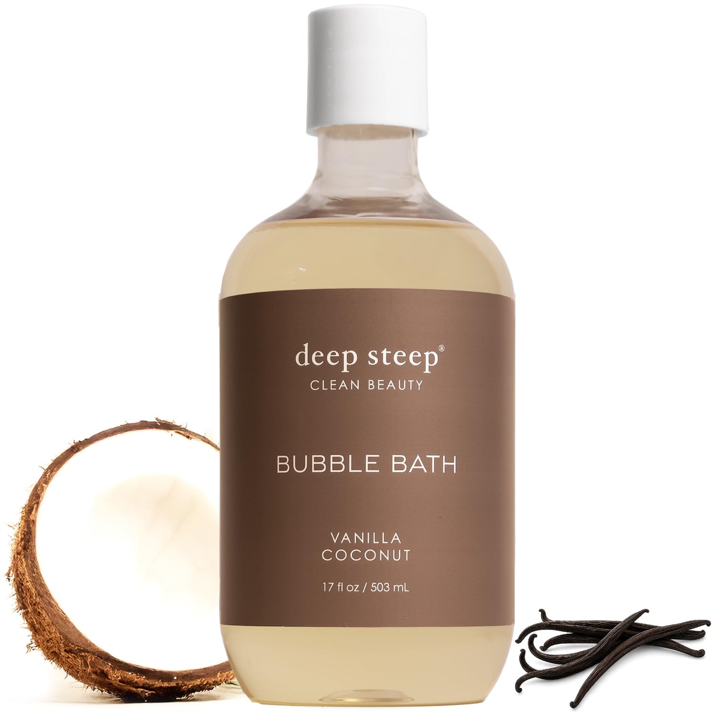 Deep Steep Vanilla Coconut Bubble Bath for Women, Hypoallergenic, Clinically Tested, Clean Formula for Sensitive Skin, Sulfate-Free, 17 fl oz Bottle Beauty and Personal Care Deep Steep