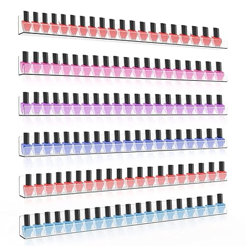 Sezanrpt 24 Inches Acrylic Nail Polish Rack for Wall, Clear Nail Polish Organizer Wall Mounted for 150 Bottles, 6 Pack Beauty & Personal Care Sezanrpt
