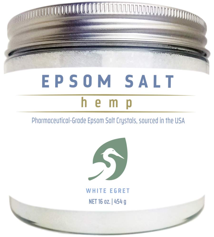 White Egret - Hemp Pharmaceutical Grade Epsom Salt - 16oz Beauty and Personal Care White Egret