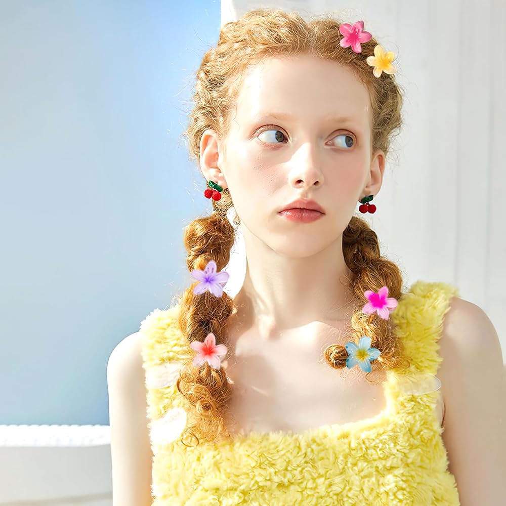 7Pcs Hawaiian Plumeria Flower Claw Clips(4CM)