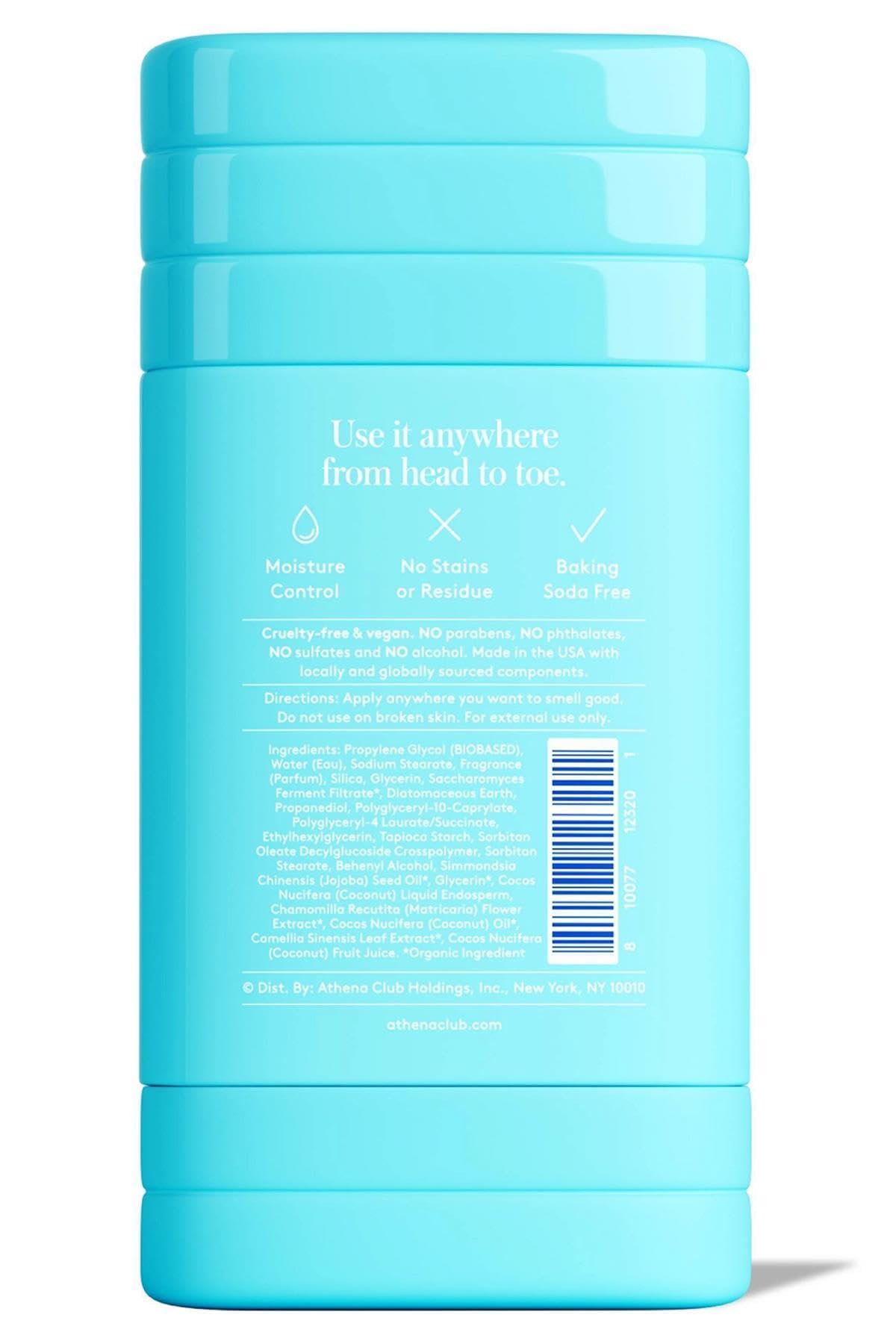 Athena Club All Over Deodorant, Sea Splash Scent, Aluminum-Free Whole Body Deodorant Stick, 2.6 oz (1 Pack) Beauty and Personal Care Athena Club