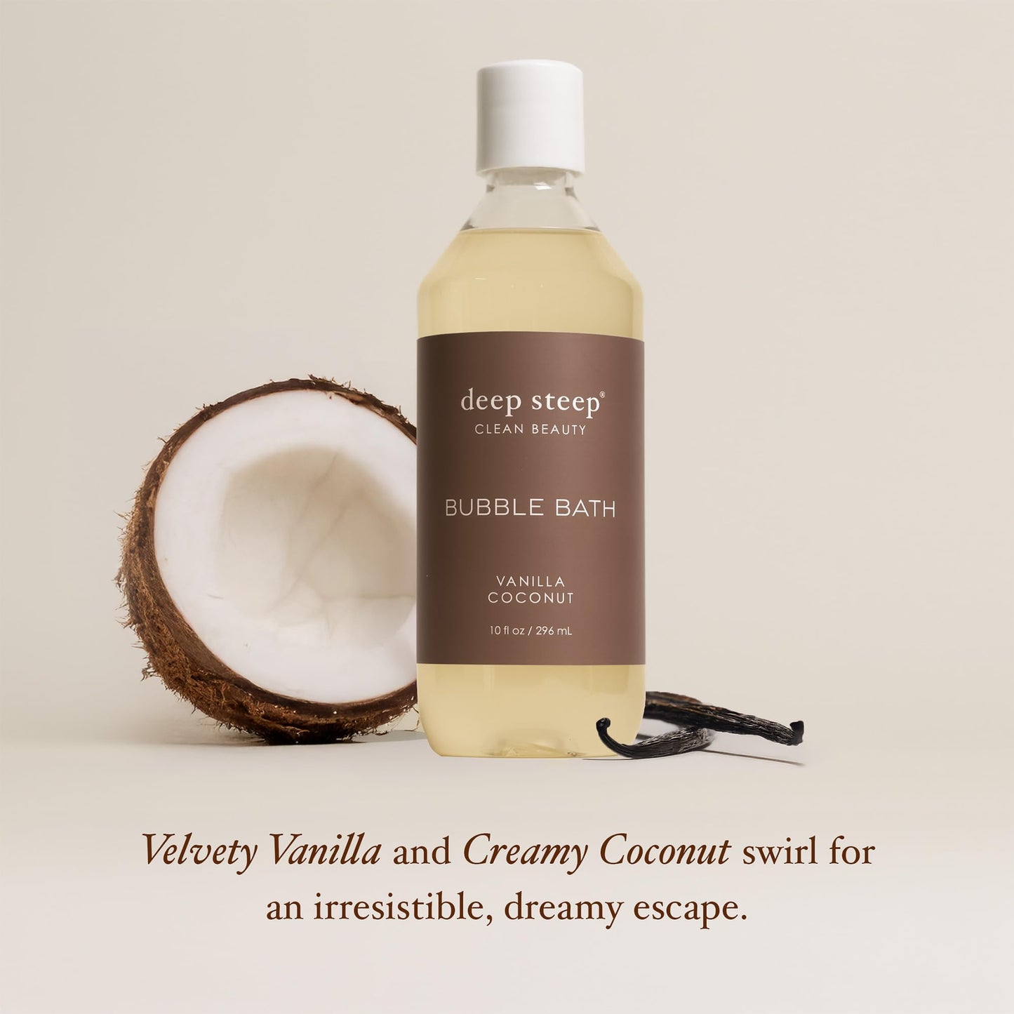 Deep Steep Bubble Bath, Vanilla Coconut, 10 oz - Soothing Soak with Shea Butter, Argan Oil, Aloe Vera & Coconut Oil - Vegan, Sulfate-Free, PH-Balanced Beauty and Personal Care Deep Steep