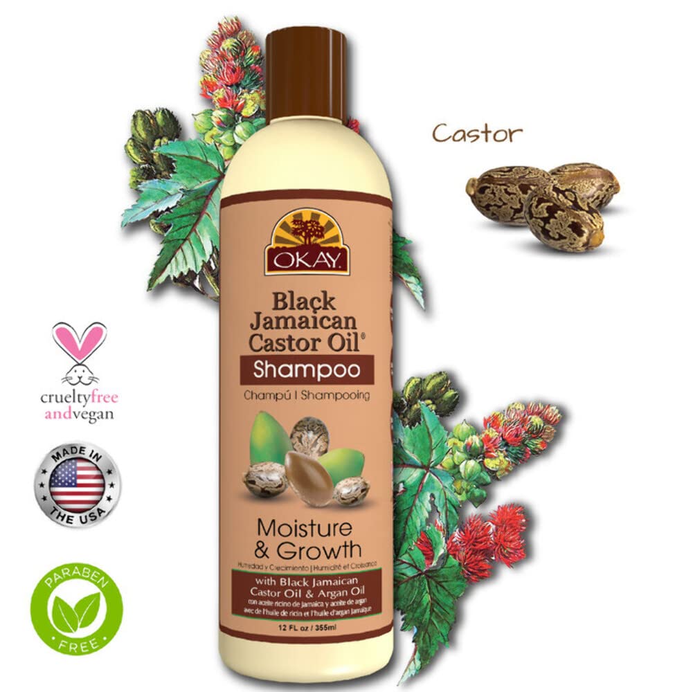 OKAY Black Jamaican Castor Oil Shampoo - Jamaican Castor Shampoo for Hair Health, Natural Moisturizing Cleanser to Strengthen & Restore Damaged Hair Beauty & Personal Care OKAY