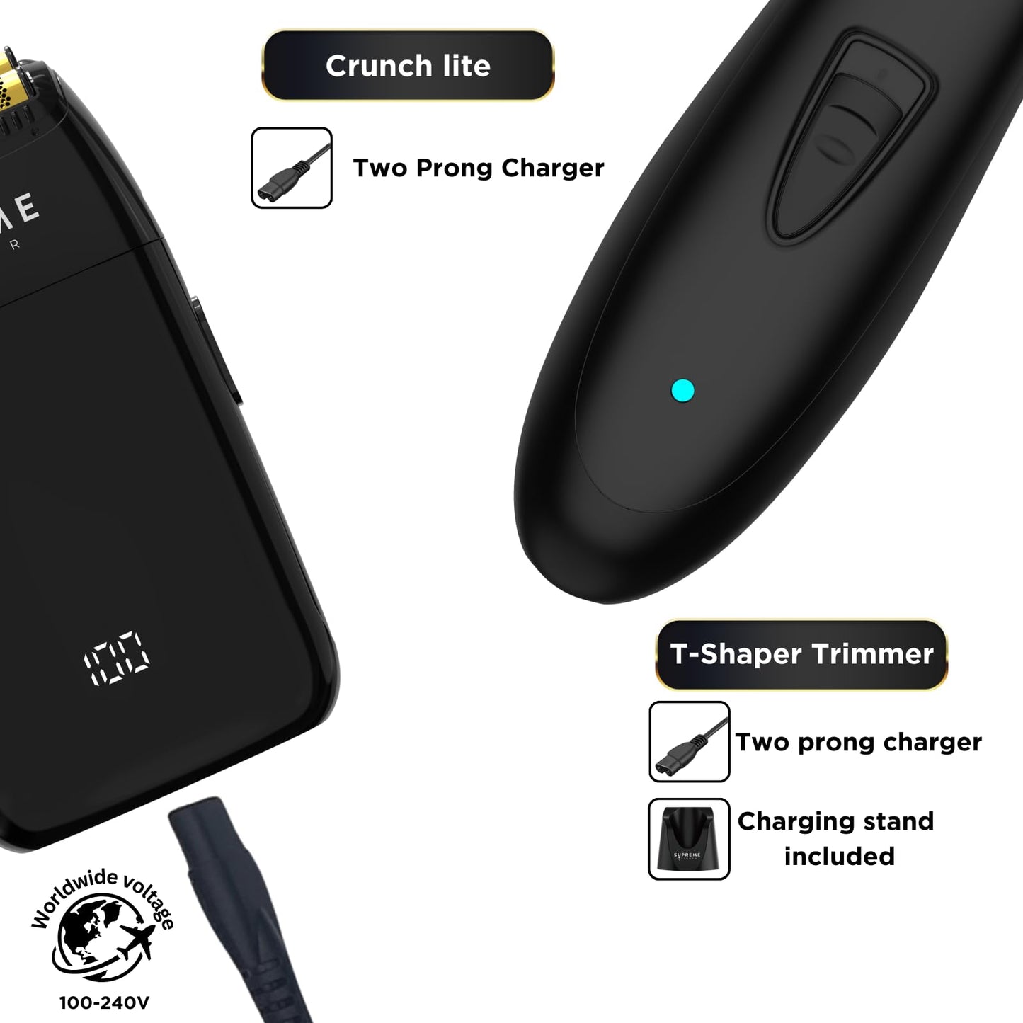 Supreme Trimmer 2-in-1 DLC T-Shaper Beard & Hair Trimmer + Crunch Lite Foil Shaver - Barber-Grade Precision & Travel Kit - Cordless Beard Grooming Set Beauty and Personal Care Supreme Trimmer