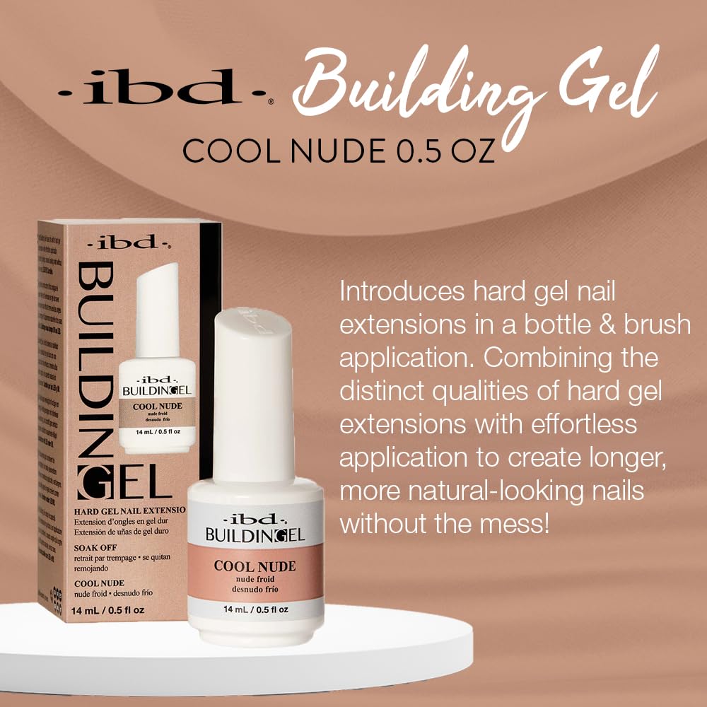 IBD Building Gel, Hard Gel Nail Extension, Cool Nude, Soak-Off, Nail Builder Strengthener, 0.5 fl oz