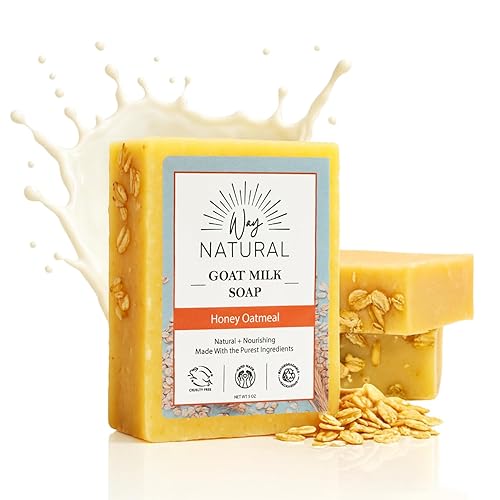 Way Natural Honey Oatmeal Soap Bar (3 Pack) - Goat Milk Soap for Men, Women & Kids - Natural, Handmade w/Real Milk - Dry, Sensitive Skin, Hands/Body Beauty & Personal Care Way Natural