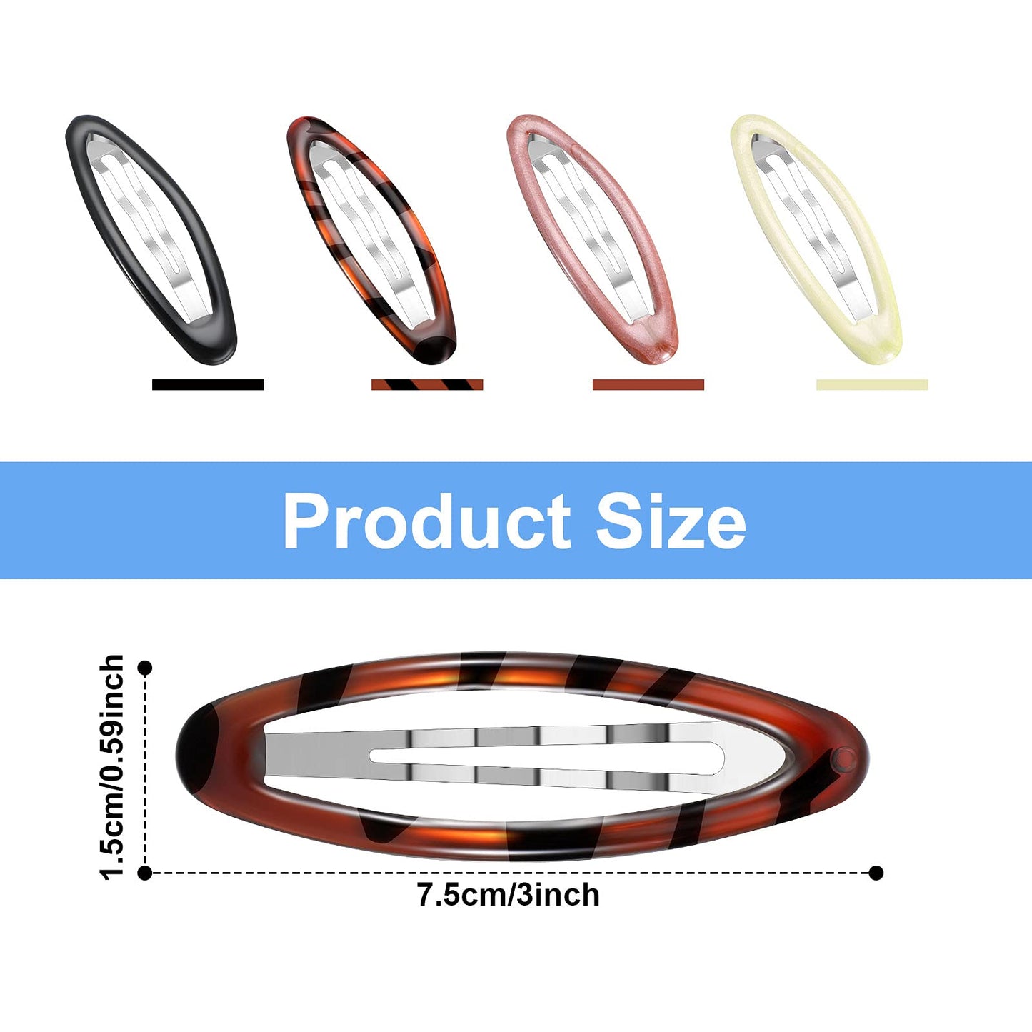 16 Pieces 2.8 Inch Big Oval Water Drop Shape Women Hair Clips Metal Stoving Varnish No Slip Hair Barrettes for Girls Women Accessories(Adorable Color) Beauty & Personal Care WILLBOND