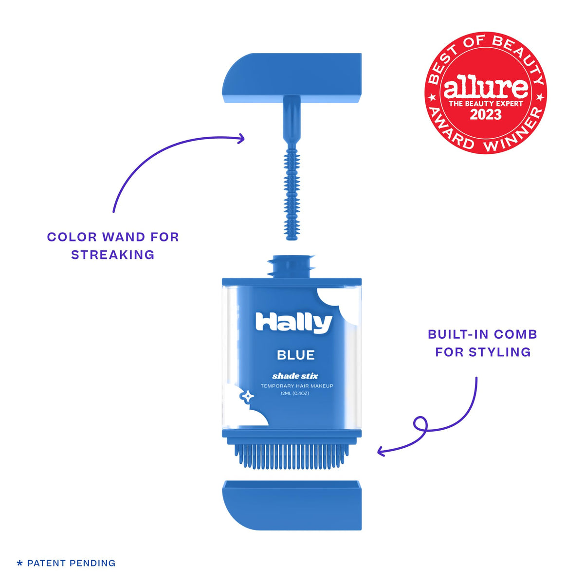 Hally Hair Shade Stix, Temporary Hair Color for Kids & Adults - Blue