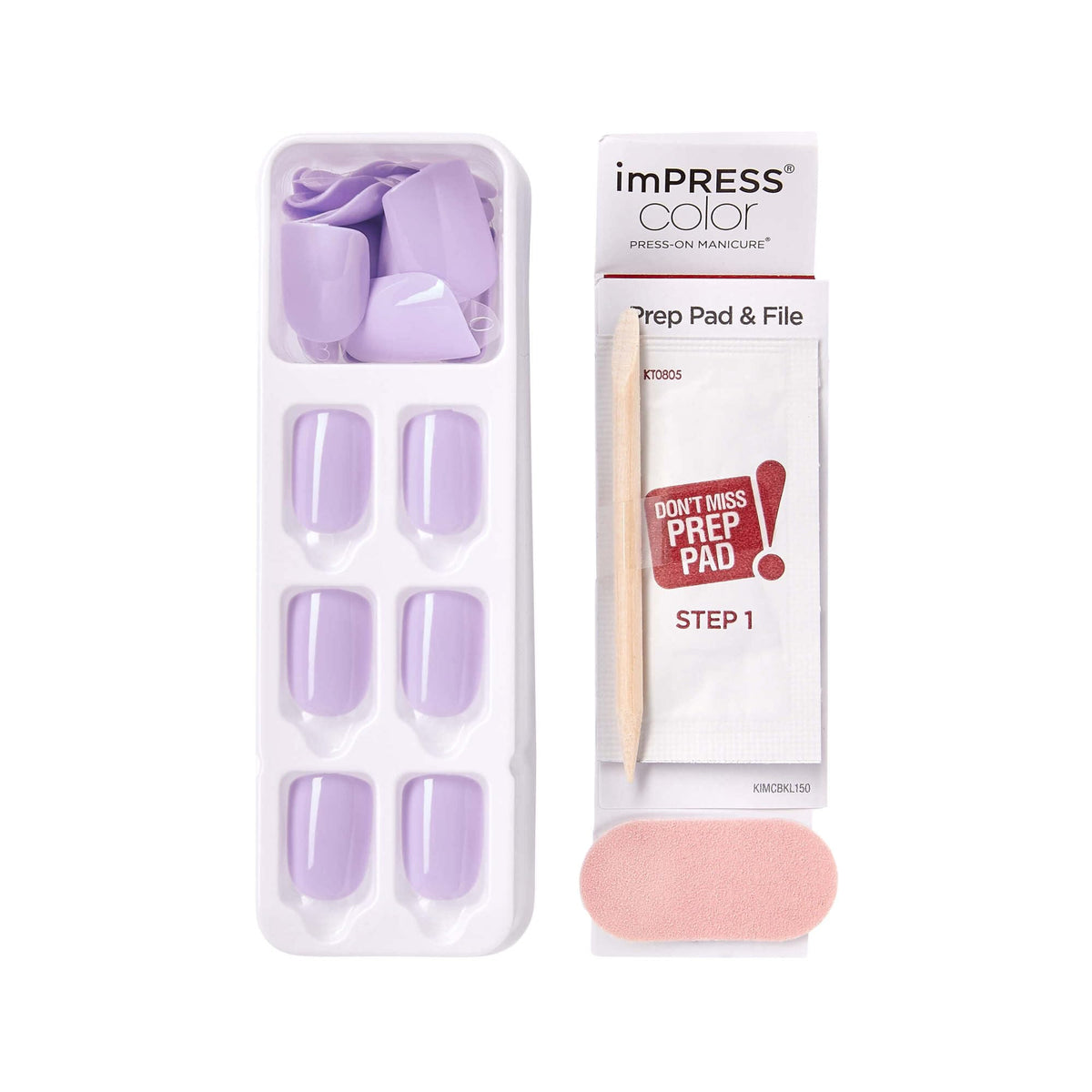 Kiss Impress Color Press-On Nails, Nail Kit, PureFit Technology, Short Length, “Picture Purplect”, Polish-Free Solid Color Manicure, Includes Prep