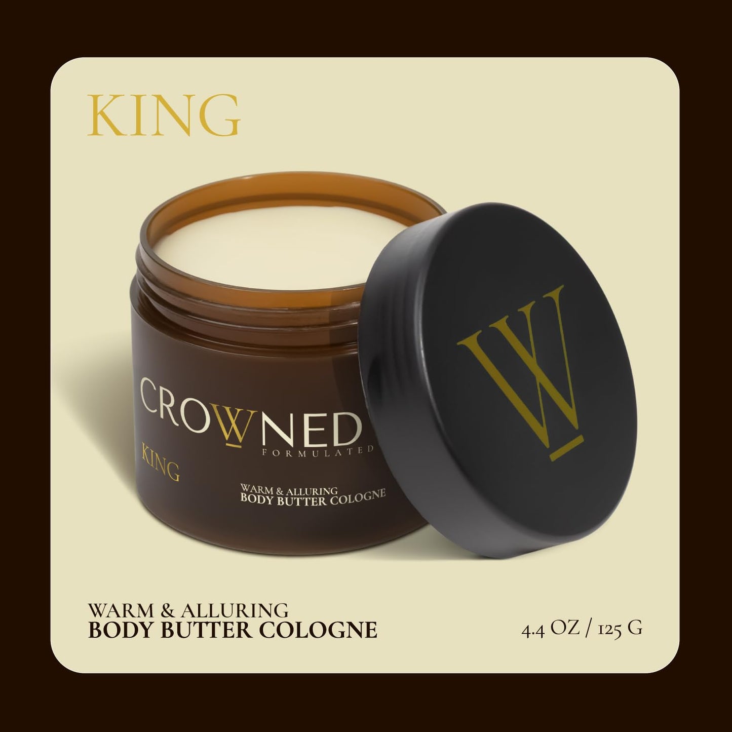 Crowned Skin King Cologned Body Butter for Men | Warm & Sensual | As Seen On Shark Tank | Scented with Sandalwood & Leather | Infused with Organic Beauty and Personal Care Crowned Skin