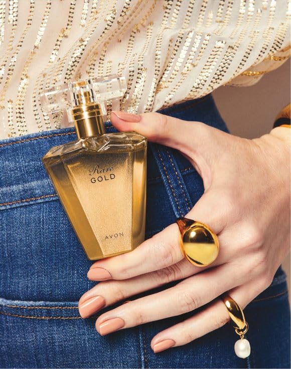 AVON Rare Gold Eau de Parfum Spray for Women, 1.7 fl oz - Amber Floral Fragrance with Mandarin Zest, Ylang-Ylang & Golden Amber - Elegant Designer Beauty & Personal Care AVON