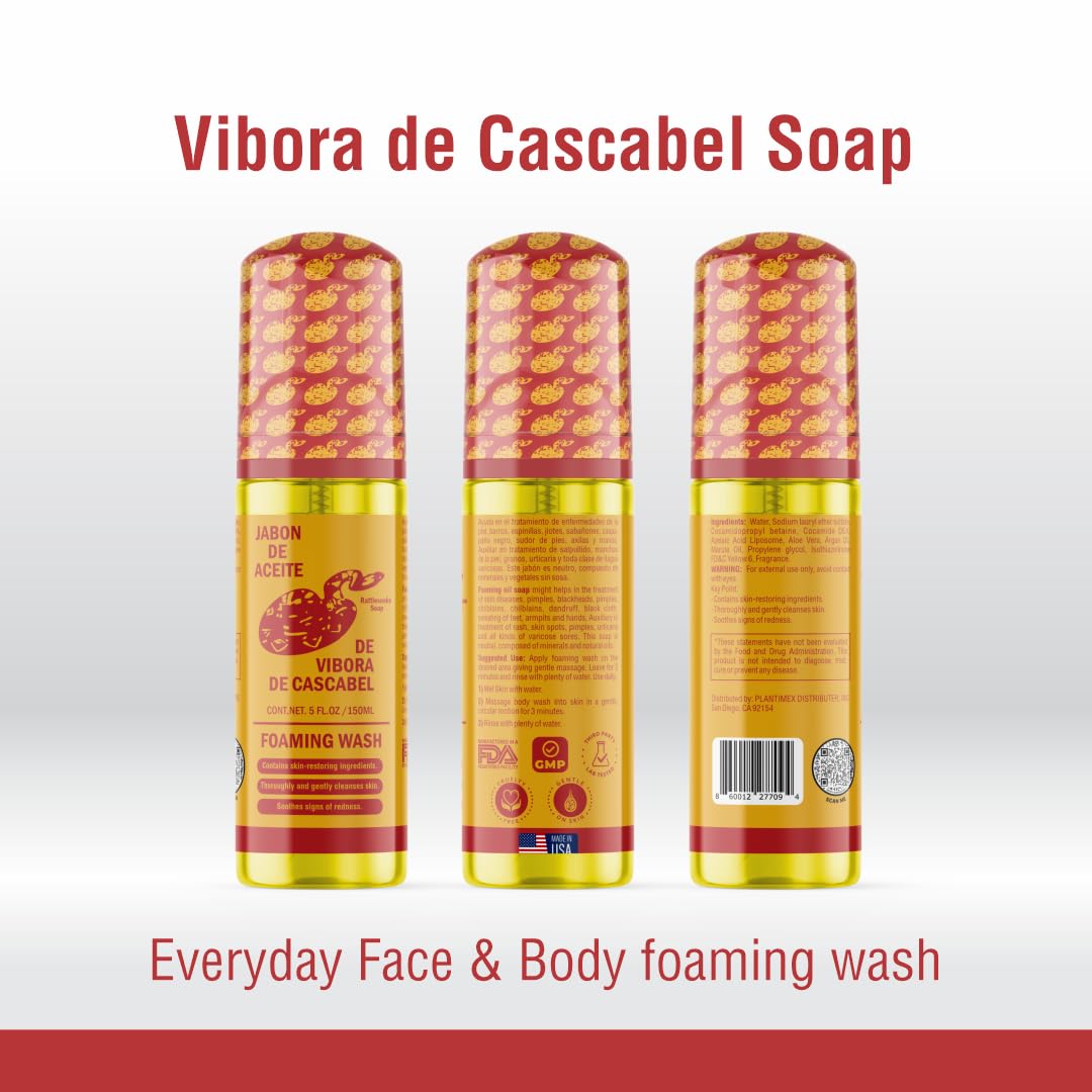 Jabón De Aceite de vibora de cascabel FOAMING WASH (LAVADO ESPUMOSO) 150 ml Gentle on skin NOURISHING FORMULA premium quality ORIGINAL Beauty & Personal Care JABON DE ACEITE VIBORA DE CASCABEL