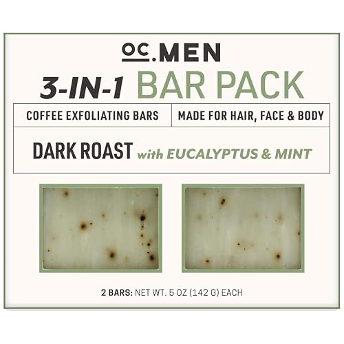 Olivia Care Coffee Exfoliating Bar Soap 3-In-1 Pack Multi Use for Hair, Face & Body 100% Natural & Organic - Infused with Eucalyptus & Mint Essential Beauty & Personal Care Olivia Care