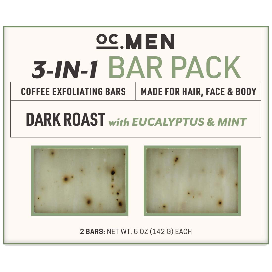 Olivia Care Coffee Exfoliating Bar Soap 3-In-1 Pack Multi Use for Hair, Face & Body 100% Natural & Organic - Infused with Eucalyptus & Mint Essential Beauty & Personal Care Olivia Care