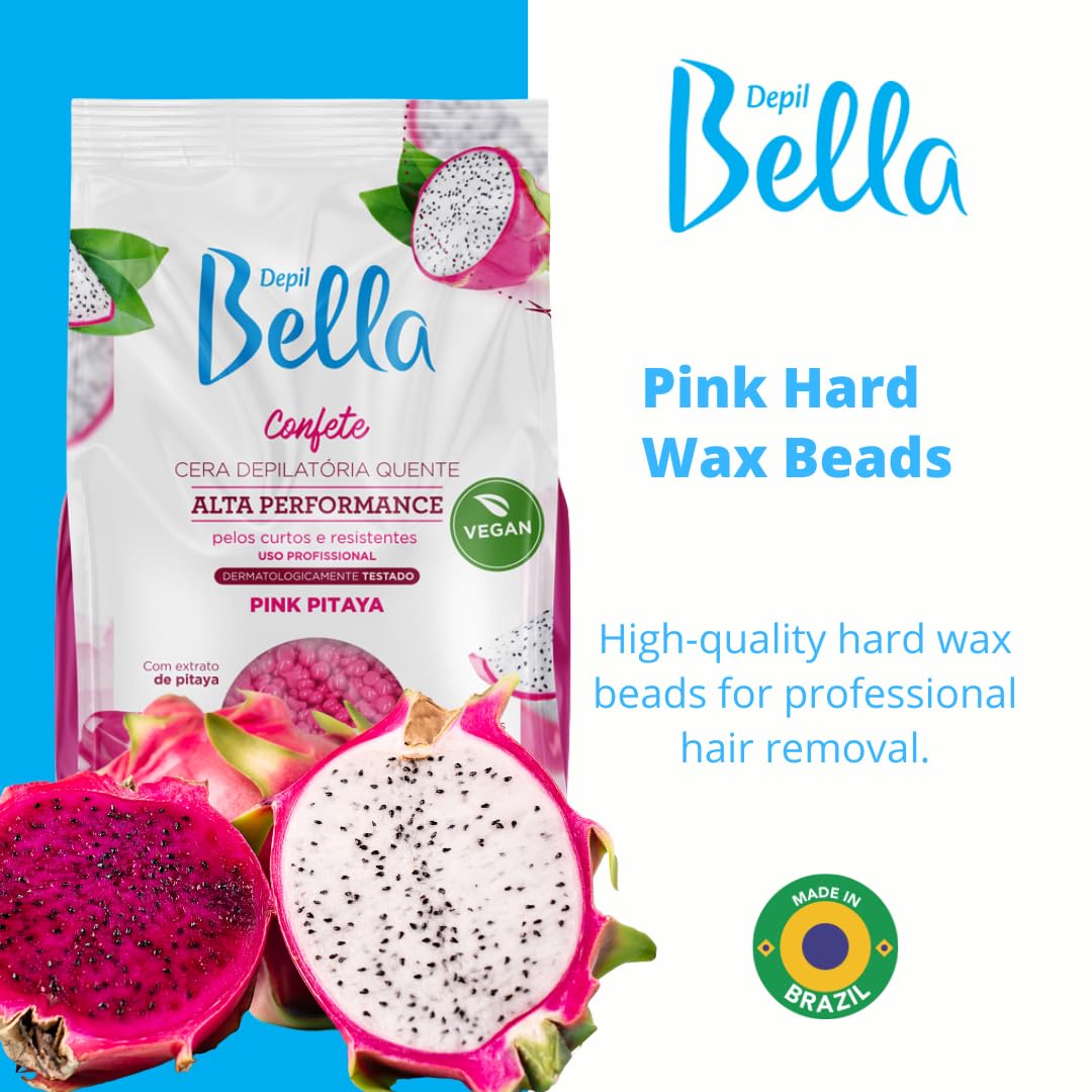DEPIL BELLA Pink Hard Wax Beads 2.2 lbs for Hair Removal, High-Performance for Short and Resistant Hair, Vegan, Body and Face Wax Beads With Dragon Beauty and Personal Care DEPIL BELLA