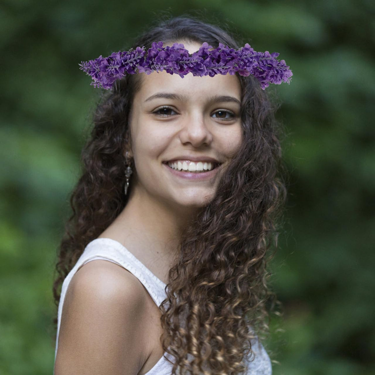 Lurrose Floral Headband Lavender Flower Crown Simulated Garland Hairband Cloth Hair Accessory for Women Girls Wedding Beach Vacation Party Birthday