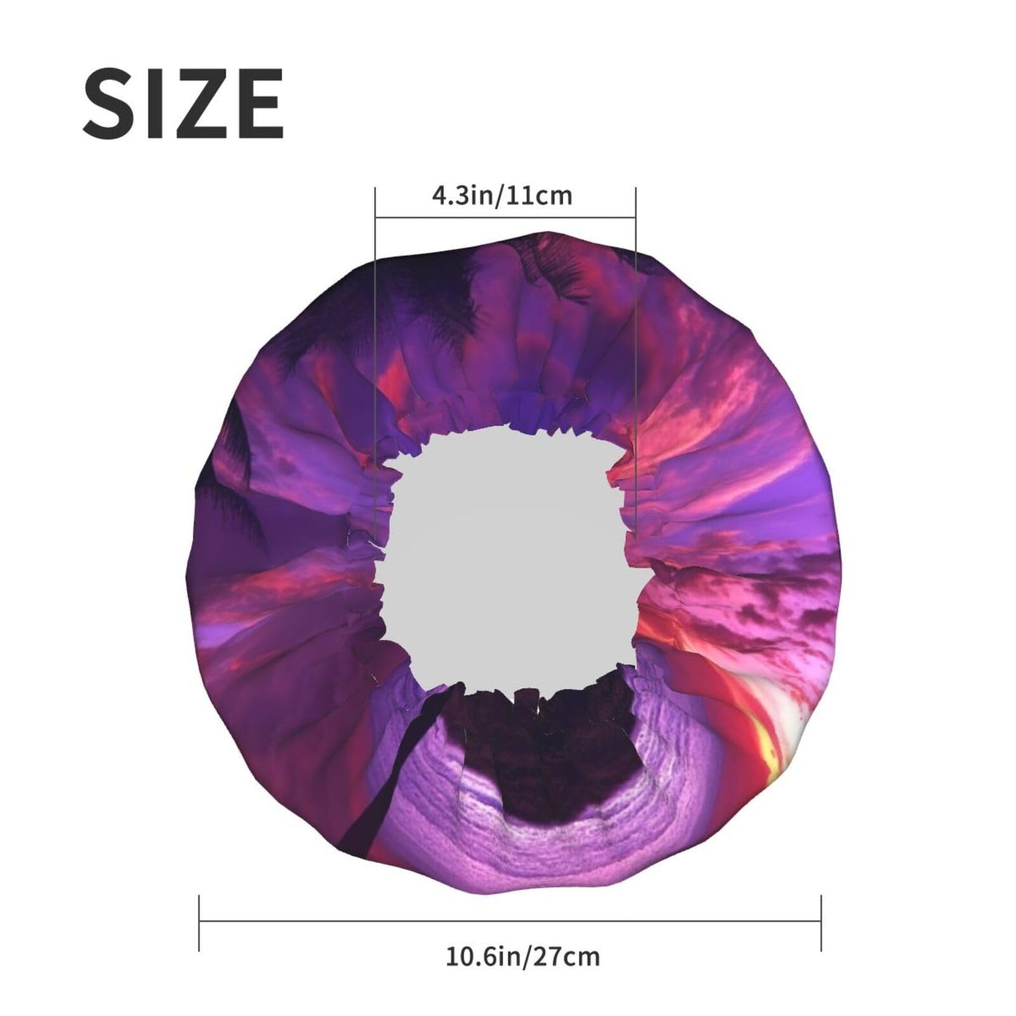 Palm Tree Purple Sunset Shower Cap for Women Men Large Reusable Shower Bonnet Double-Layer Waterproof Bath Caps Elastic Band Hair Hat for All Beauty and Personal Care BWLHJKE