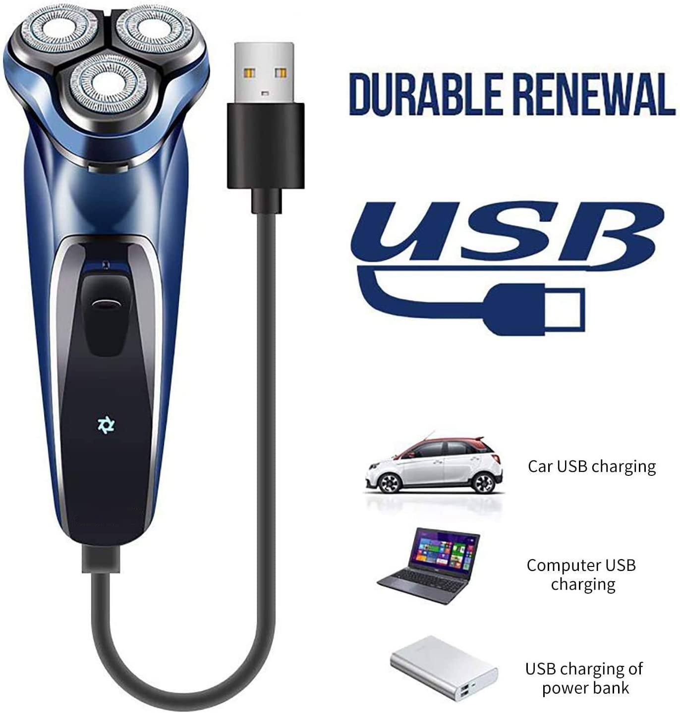 aiqiua Mens Electric Razor,Dry Wet Waterproof Man Shaver,Portable Facial Cordless Shaver Travel USB Rechargeable Easy to Operate and Store Beauty and Personal Care aiqiua