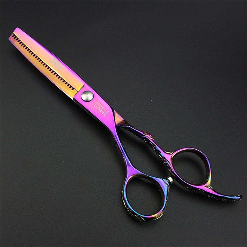 (Left hand) Purple 6-inch hair clippers Japanese 440c high hardness stainless steel professional hair salon hair clippers and thinning scissors Beauty and Personal Care SHARONDS